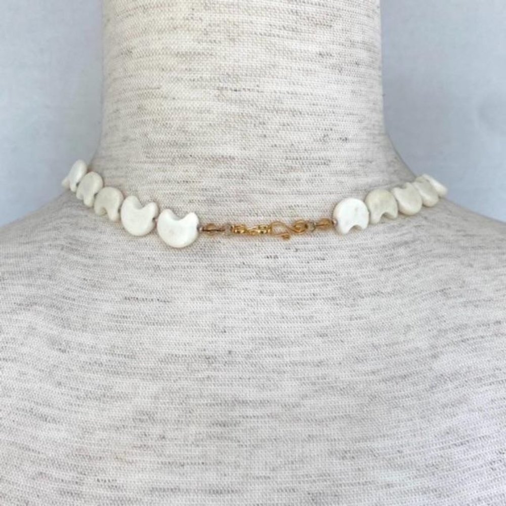 Hand Beaded Y Statement Necklace Natural Stone - Picture 5 of 13